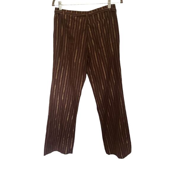 Vintage Couleurs d'ete Linen Blend Wide Pants Womens 4 Brown Metallic Y2k Retro - Picture 6 of 12